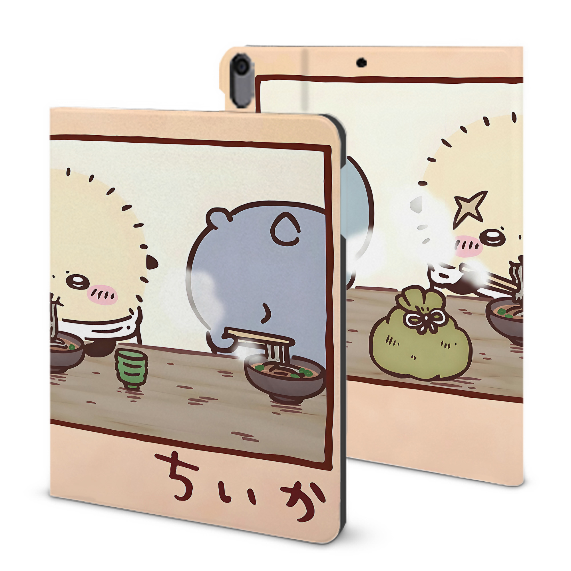 （画像用） ちいかわ Chii-kawa IPad ケース ブック型 PUレザー TPU 耐衝撃 軽量 薄型 ペン収納なし 全面保護 IPad 各モデル対応